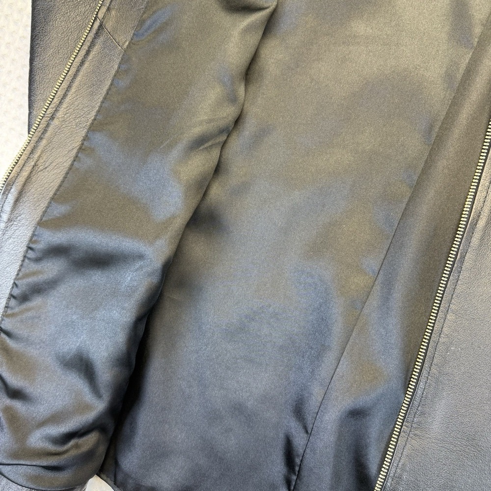 Venezia Genuine Leather Black Zip Front Biker Vest | Plus Size 22/24 - Picture 5 of 6